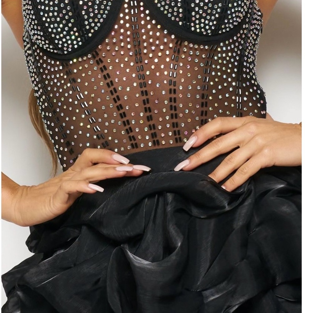 Black Ruffled Mini Dress - Picture 5 of 5